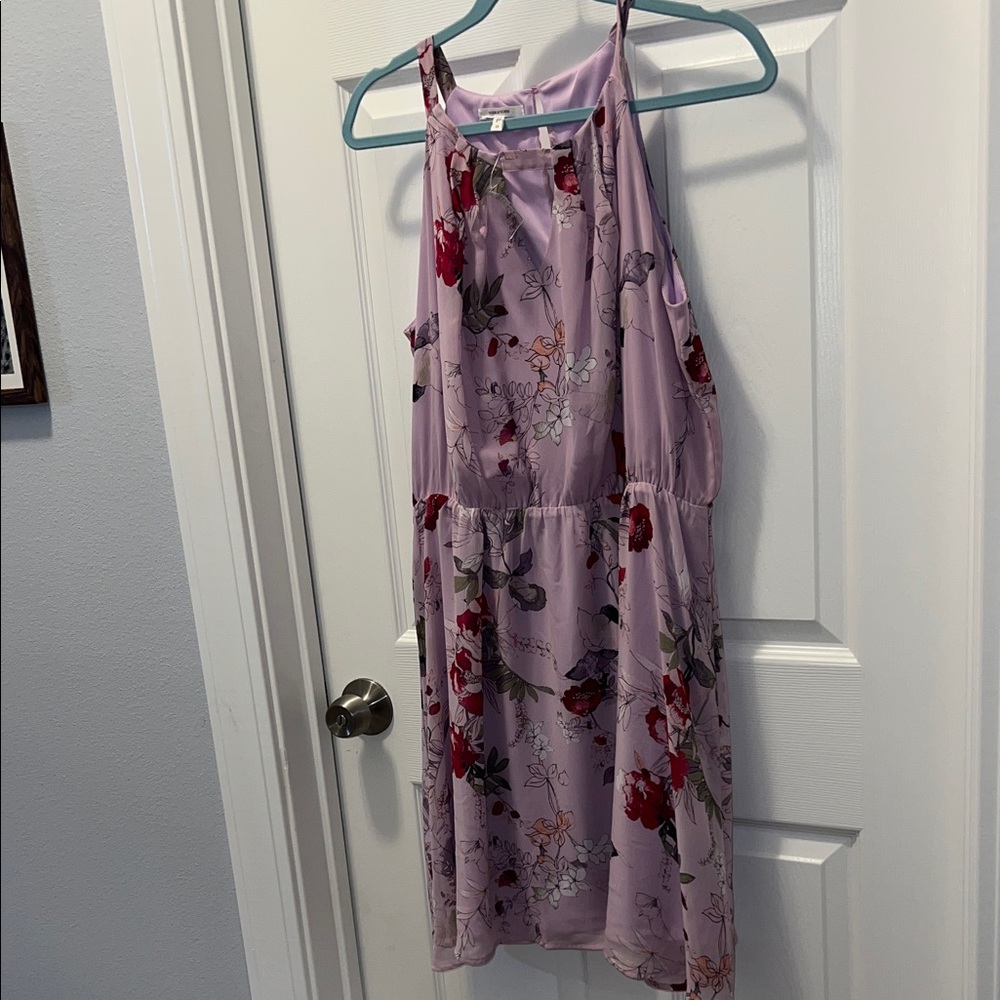 Maurices Floral Halter Mini Dress - Lavender and Red